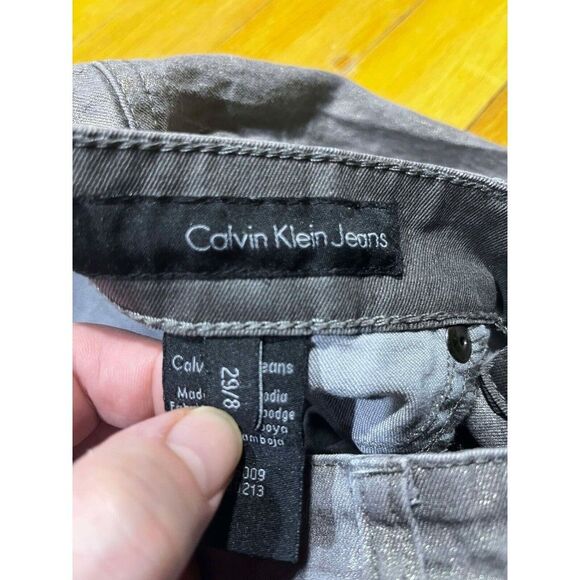 Calvin Klein Jeans Womens Size 29/8 Leggings Pewter Iridescent Silver Goblincore - Picture 3 of 11